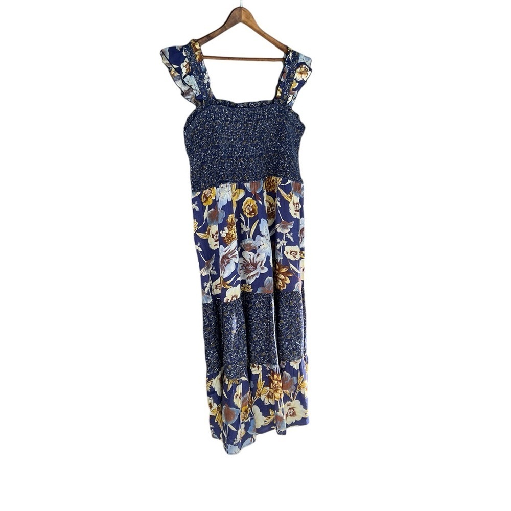 NWOT Maurices Women’s Blue Floral Smocked Midi Dress - Picture 4 of 14